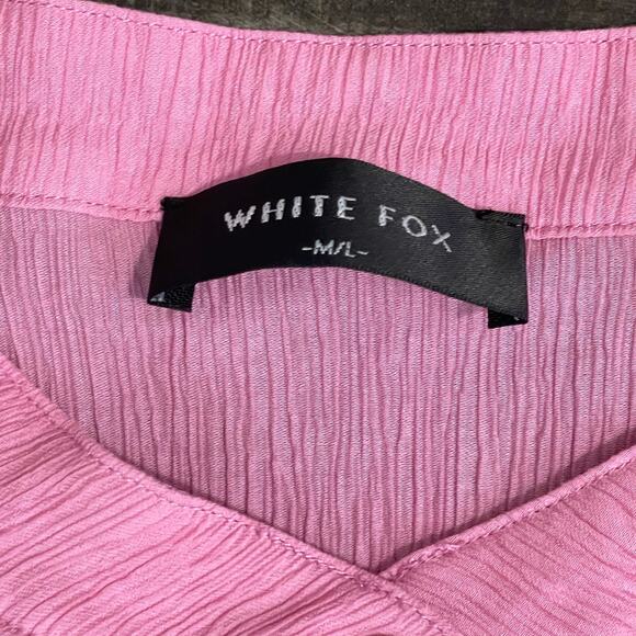 White Fox Crinkle Pink Take Me Out Button Down Shirt Tunic Women's Size M/L - Picture 12 of 14